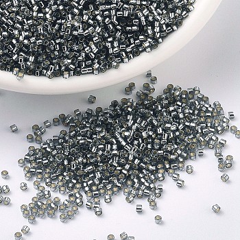 MIYUKI Delica Beads, Cylinder, Japanese Seed Beads, 11/0, (DB0048) Silver-Lined Grey, 1.3x1.6mm, Hole: 0.8mm, about 20000pcs/bag, 100g/bag