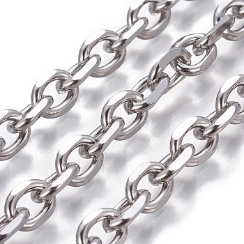 304 Stainless Steel Cable Chains, Diamond Cut Chains, Unwelded, Stainless Steel Color, 8x6x1.5mm