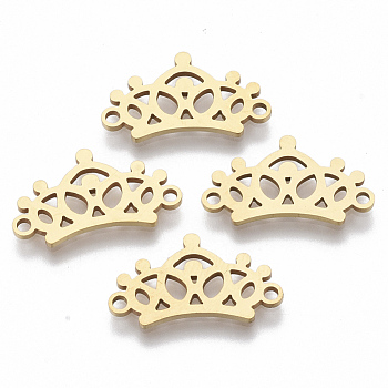201 Stainless Steel Links connectors, Laser Cut, Crown, Golden, 10.5x18x1mm, Hole: 1.4mm