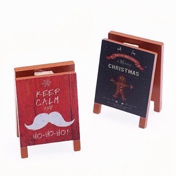 Dollhouse Miniature Wooden Sign with Vintage Chalkboard Decoration, for Tea, Coffee, and Food Scene, Mustache, 38x26x52mm
