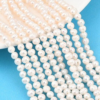 Natural Cultured Freshwater Pearl Beads Strands, Potato, Grade 2A, Beige, 5~6mm, Hole: 0.6mm, about 79~80pcs/strand, 13.78''(35cm)~13.98''(35.5cm)
