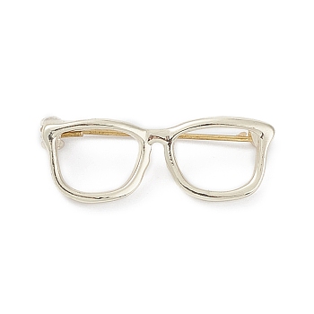 Alloy Eyeglasses Frame Brooch Pin, Badge for Backpack Clothes, Light Gold, 31.5~33x12x6.5~8mm
