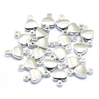 Brass Links Connectors, Cadmium Free & Nickel Free & Lead Free, Heart with Word Love, For Valentine's Day, Real Platinum Plated, 10x5.5x2mm, Hole: 1mm