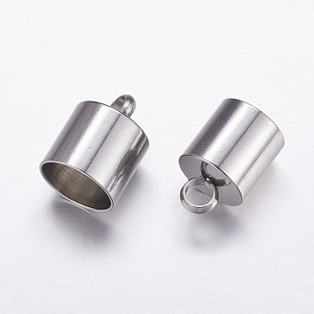 304 Stainless Steel Cord Ends, Stainless Steel Color, 13x11mm, Hole: 3.5mm, Inner Diameter: 10mm
