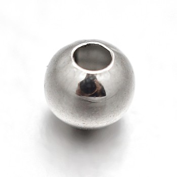 Round 303 Stainless Steel Spacer Beads, Stainless Steel Color, 4mm, Hole: 1.5mm