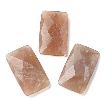 Natural Sunstone Pendants, Rectangle, Faceted, 30~30.5x18~18.5x6~6.5mm, Hole: 1.5mm