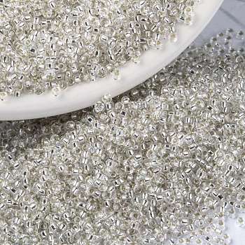 MIYUKI Round Rocailles Beads, Japanese Seed Beads, 15/0, (RR1) Silverlined Crystal, 15/0, 1.5mm, Hole: 0.7mm, about 27777pcs/50g