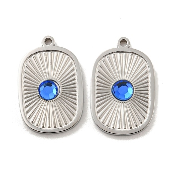 Glass Pendants, with 304 Stainless Steel Findings, Oval, Stainless Steel Color, 18x11.5x2.5mm, Hole: 1.2mm