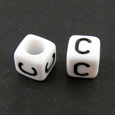 10mm White Cube Acrylic European Beads