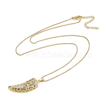 Brass Micro Pave Clear Cubic Zirconia Pendant Box Chain Necklaces for Women(NJEW-U015-08G-02)-2