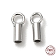 Rhodium Plated 925 Sterling Silver Cord Ends(STER-P055-01B-P)-1