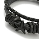 PU Imitation Leather Cord Triple Layer Multi-strand Bracelets(BJEW-P329-05A-EB)-2