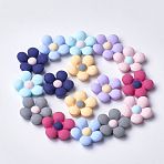 Resin Cabochons, Flower, Mixed Color, 17~17.5x17.5~18x5~6mm(CRES-Q206-17B-M)