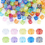 100Pcs UV Plating Transparent Acrylic European Beads, Large Hole Beads, Iridescent, Mixed Color, Flower, 8.5x8.5x8.5mm, Hole: 5mm(TACR-TA0001-93A)