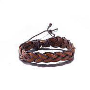 Adjustable Casual Unisex Braided Leather Bracelets, Sienna, 300mm(BJEW-BB15584)