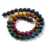Gradient Color Natural Tiger Eye Beads Strands, Round, Grade A, Mixed Dyed and Undyed, 8mm, Hole: 1.2mm, about 48pcs/strand, 15.35''(39cm)(G-M413-A01-02)