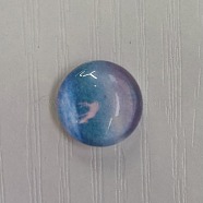 Glass Cabochons, Flat Round with Deer Pattern, Sky Blue, 12x4mm, 117pcs/bag(GLAA-WH0025-30D)