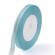 Glitter Metallic Ribbon, Sparkle Ribbon, with Silver Metallic Cords, Valentine's Day Gifts Boxes Packages, Light Sky Blue, 1/4 inch(6mm), about 33yards/roll(30.1752m/roll), 10rolls/group(RSC6mmY-025)