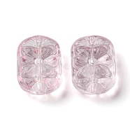 Transparent Glass Beads, Flower, Pink, 18x13x7.5mm, Hole: 1.2mm, about 10pcs/bag(GLAA-D007-01F)