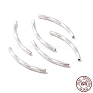 925 Sterling Silver Tube Beads, Curved Tube, Twist Square, Silver, 30x2x2mm, Hole: 1.2mm, about 17pcs/10g(STER-D035-13S)