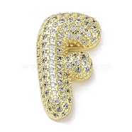 Rack Plating Brass Micro Pave Clear Cubic Zirconia
 Pendants, Lead Free & Cadmium Free, Long-Lasting Plated, Letter F, 25x20x5.5mm, Hole: 4.5mm(KK-R163-05F-G)