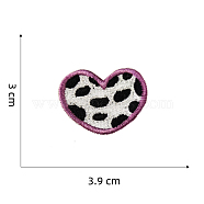 Computerized Embroidery Cloth Self-adhesive/Sew on Patches, Costume Accessories, Heart, Cow Pattern, 30x39mm(HEAR-PW0002-103E-03)