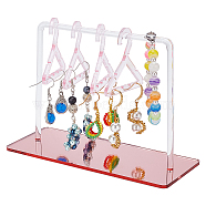 Acrylic Earrings Display Stands, Clothes Hangers Shaped Earring Studs Organizer Holder with 8Pcs Mini Hangers, Misty Rose, Finished Product: 15x6x12cm(EDIS-WH0031-20A)