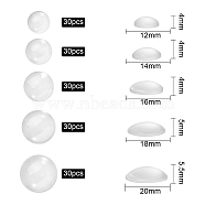 150 Pcs 5 Styles Transparent Glass Cabochons, Clear Dome Cabochon for Cameo Photo Pendant Jewelry Making, Clear, 30pcs/style(GGLA-SZ0001-26)