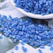 MIYUKI Half TILA Beads, Japanese Seed Beads, 2 Hole, (HTL149FR) Matte Transparent Capri Blue AB, 5x2.3x1.9mm, Hole: 0.8mm, about 2500pcs/100g(SEED-J020-HTL0149FR)