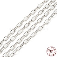 Rhodium Plated 925 Sterling Silver Cable Chains, Soldered, Platinum, Link: 5.5x3.5x0.5mm(STER-F052-14P)