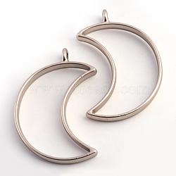 Matte Style Rack Plating Alloy Open Back Bezel Pendants, For DIY UV Resin, Epoxy Resin, Pressed Flower Jewelry, Moon, Cadmium Free & Nickel Free & Lead Free, Coffee Golden, 38x25.5x3.5mm, Hole: 2.8mm(X-PALLOY-S047-39A-FF)
