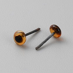 Glass Craft Needle Felting Eyes, with Iron Pins, Doll Making Accessories, Half Round, Chocolate, 6x3mm(DOLL-WH0002-07A-02)