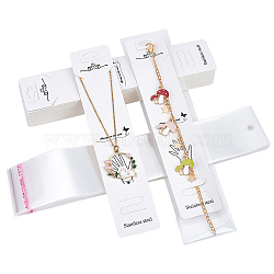 50 Sets Paper Bracelet Display Cards, with OPP Cellophane Bags, Rectangle with Hand Pattern, White, Card: 19.5x4x0.05cm, Bag: 25x5x0.01cm(OPP-HY0001-01A)