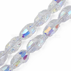 Electroplate Transparent Glass Beads Strands, Faceted, Bell, Clear AB, 8x7mm, Hole: 1mm, about 94~100pcs/strand, 25.20 inch(64cm)(EGLA-N002-35-C07)