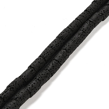 Natural Lava Rock Beads Strands, Column, Dyed, Black, 10x6mm, Hole: 1.4mm, about 40pcs/strand, 15.75 inch(40cm)