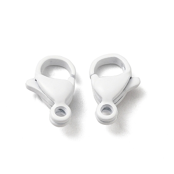 Spray Painted 304 Stainless Steel Lobster Claw Clasps, White, 13x8x4mm, Hole: 1.6mm
