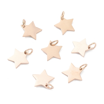 (Defective Closeout Sale: Scratches)304 Stainless Steel Charms, Star, Rose Gold, 12x12x1mm, Ring: 5x0.8mm, 3.5mm Inner Diameter