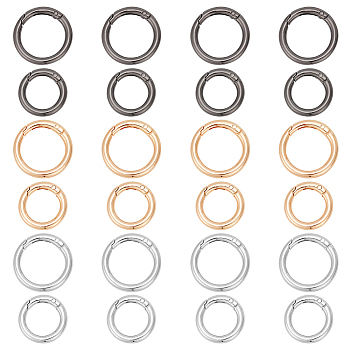 WADORN 24Pcs 6 Styles Alloy Spring Gate Rings, O Rings, Mixed Color, 28.5~34x4.7mm, 4pcs/style