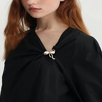 1Pc Bowknot Alloy Rhinestone Brooches for Women, with Imitation Pearl, Light Gold, 48.5x43mm