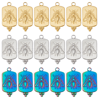 Mixed Color Rectangle 201 Stainless Steel Pendants