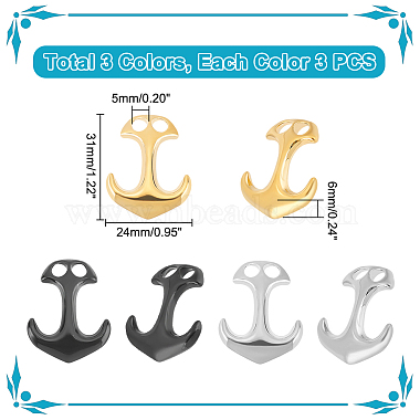 9Pcs 3 Colors Ion Plating(IP) 304 Stainless Steel Hook Clasps(STAS-UN0048-09)-4