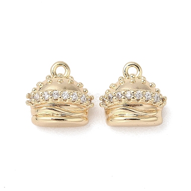 Real 18K Gold Plated Clear Food Brass+Cubic Zirconia Charms