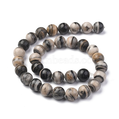Natural Black Silk Stone/Netstone Round Beads Strands(G-N0148-03-12mm)-3