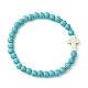 2Pcs 2 Color Synthetic Turquoise Cross Beaded Stretch Bracelets Set(BJEW-TA00398)-3