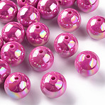 Opaque Acrylic Beads, AB Color Plated, Round, Camellia, 20x19mm, Hole: 2~3mm(X-MACR-S370-D20mm-A13)