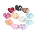 UV Plating Opaque Acrylic Beads, Heart with Bowknot, AB Color, Mixed Color, 17x20x14mm, Hole: 2.5~3mm, about 197pcs/500g(SACR-T018-07M)