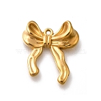 304 Stainless Steel Pendants, Bowknot Charm, Ion Plating(IP), Real 18K Gold Plated, 19.5x17.5x4.5mm, Hole: 1mm(STAS-C119-06B-G)