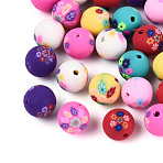 Handmade Polymer Clay Beads, Round, Mixed Color, 8mm, Hole: 1.6~2mm(CLAY-Q253-06)