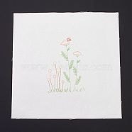 DIY Embroidery Fabric with Eliminable Pattern, Embroidery Cloth, Square, Flower Pattern, 28x27.6x0.05cm(DIY-P032-C09)