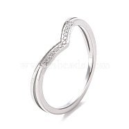 Clear Cubic Zirconia Wave Finger Ring, 304 Stainless Steel Jewelry for Women, Stainless Steel Color, US Size 5 3/4~9(16.3~18.9mm)(RJEW-D120-19P)